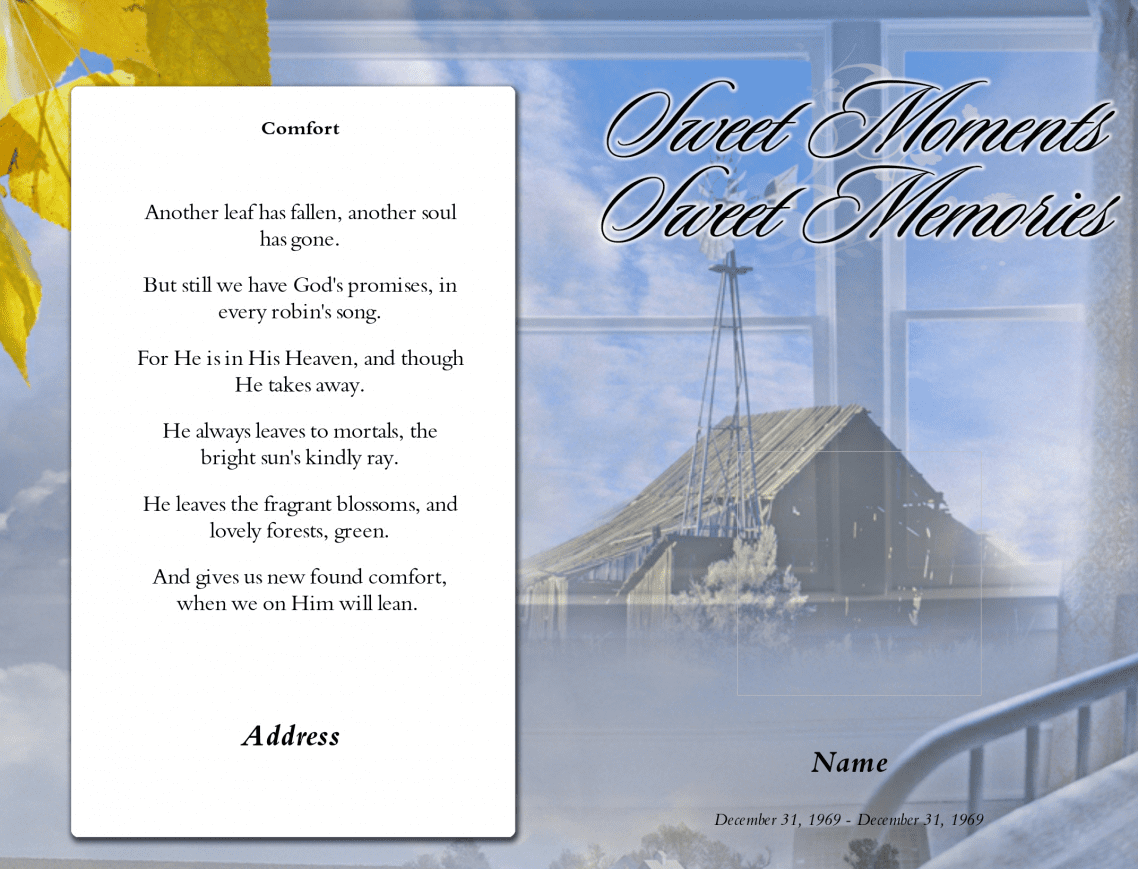 Comforting Funeral Program Word Template | QuickFuneral LLC