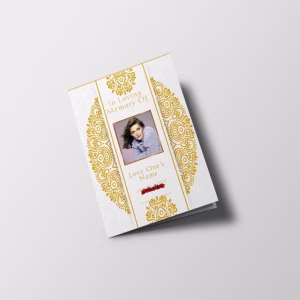 White Gold Dignity Funeral Program Half Letter Size