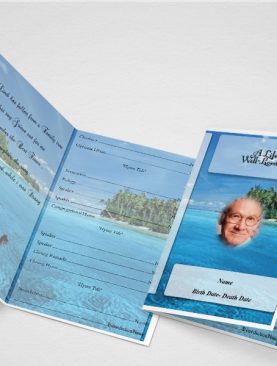 Blue Flower Funeral Program Word Template