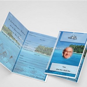 Blue Flower Funeral Program Template