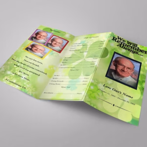 Irish Green Trifold Funeral Program Template