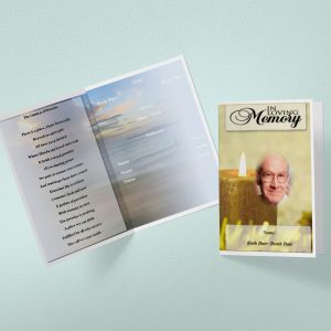 Yellow Candle Funeral Program Template