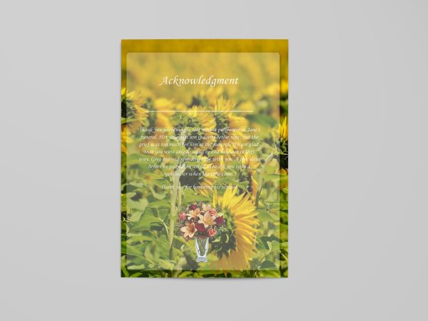 sun flower floral funeral program template back