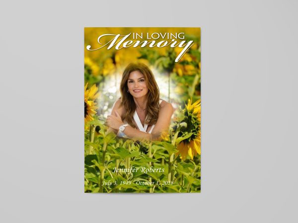 sun flower floral funeral program template front