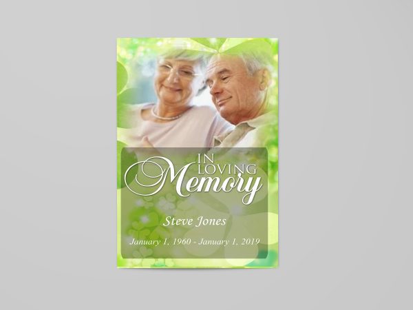 Celtic irish green funeral program template front cover
