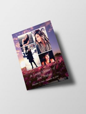 Red Floral Funeral Program Half Letter Size