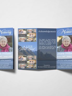 Blue Ocean Trifold Funeral Program Template