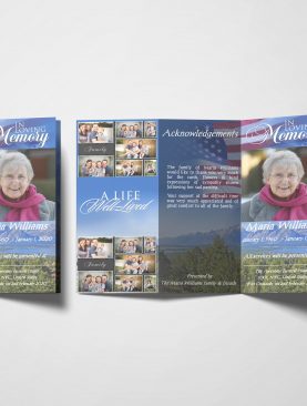 US Flag TriFold Funeral Program Template