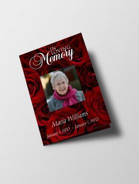 Red Rose Petals Half Page Funeral Program Template