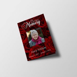 Red Rose Petals Half Page Funeral Program Template