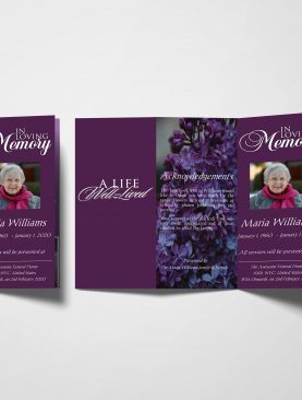 Royal Purple Trifold Funeral Program