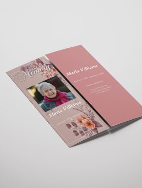 Pink Floral Gatefold Funeral Program