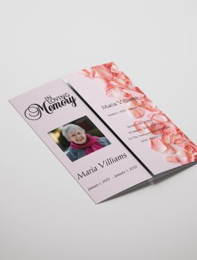 Pink Rose Petals Gatefold Funeral Program
