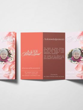 Pink Rose Petals Trifold Funeral Program
