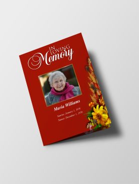 Semi Red Half Page Funeral Program Template