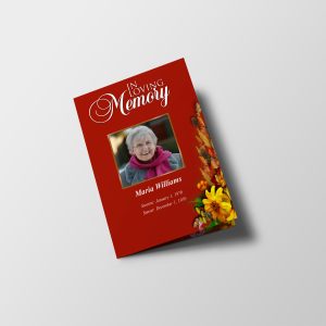 Semi Red Half Page Funeral Program Template
