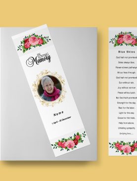 Watercolor Funeral Bookmark Template