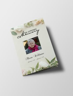 Fresh Flower Pattern Funeral Program Template