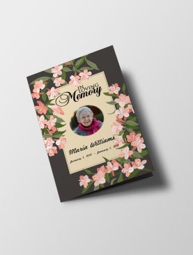Pink Flora Funeral Program Template