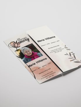 Watercolor Floral Gatefold Funeral Program Template