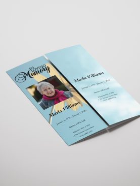 Yellow Daisy Gate Fold Funeral Program Template