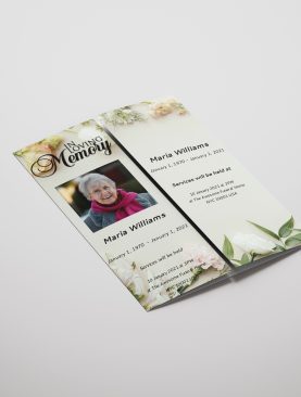 Fresh Flower Pattern Gatefold Funeral Program Template