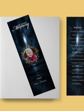 Moon In Clouds Funeral Bookmark Template