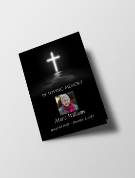 Cross Half Page Funeral Program Template