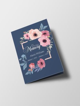Blue Blossoms Half Page Funeral Program Template