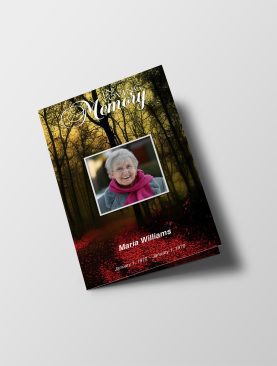 Red Forest Funeral Program Template
