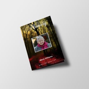 Red Forest Funeral Program Template