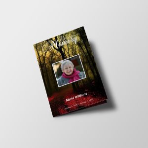 Red Forest Funeral Program Template