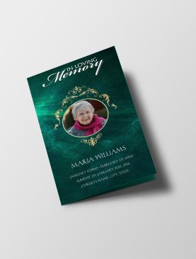 Green Textured Funeral Program Template