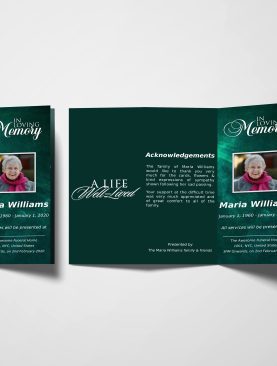 Green Textured Trifold Funeral Program Template
