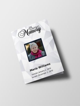 White Diamond Half Page Funeral Program Template