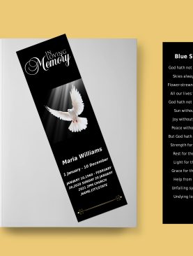 Peaceful Dove Funeral Bookmark Template