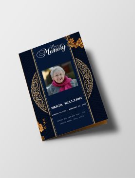 Elegant Silver Blue Funeral Program Template