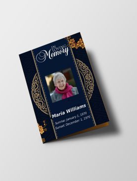 Elegant Silver Blue Half Page Funeral Program Template