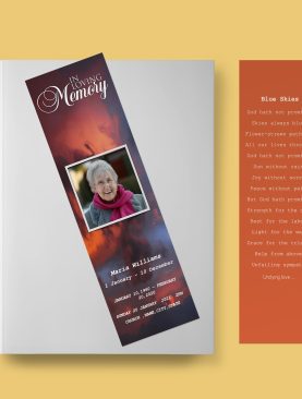 Clouds Funeral Bookmark Template