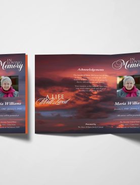 Clouds Trifold Funeral Program Template