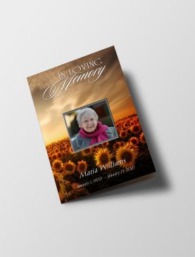 Vintage Sunflower Funeral Program Template