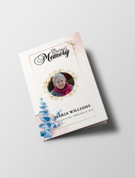 Leafy Golden Funeral Program Template