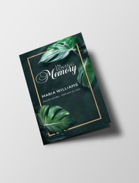 Monstera Leaves Funeral Program Template