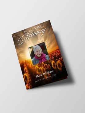 Vintage Sunflower Half Page Funeral Program Template