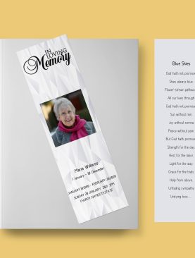 White Diamond Funeral Bookmark Template