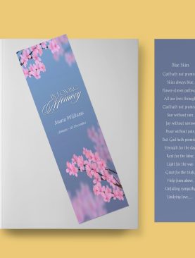 Spring Flower Funeral Bookmark Template