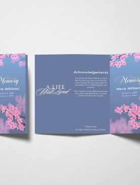Spring Flower Trifold Funeral Program Template