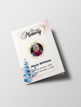 Leafy Golden Half Page Funeral Program Template