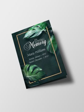 Monstera Leaves Half Page Funeral Program Template