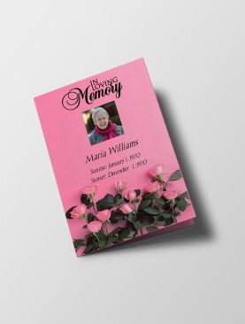 Blush Roses Half Page Funeral Program Template